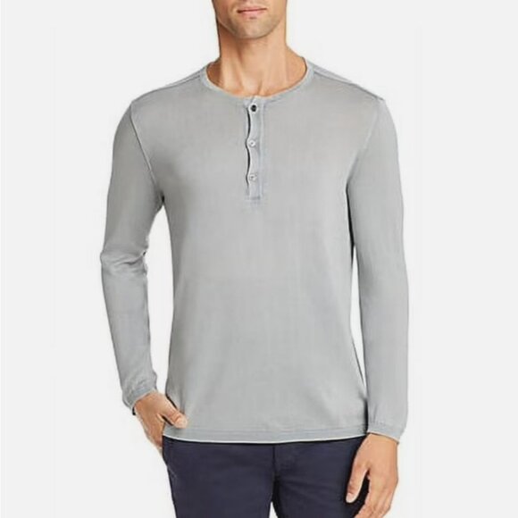 JOHN VARVATOS Star USA Long Sleeve Knit Henley Sweater M Blue Grey 100% Cotton - Picture 1 of 9